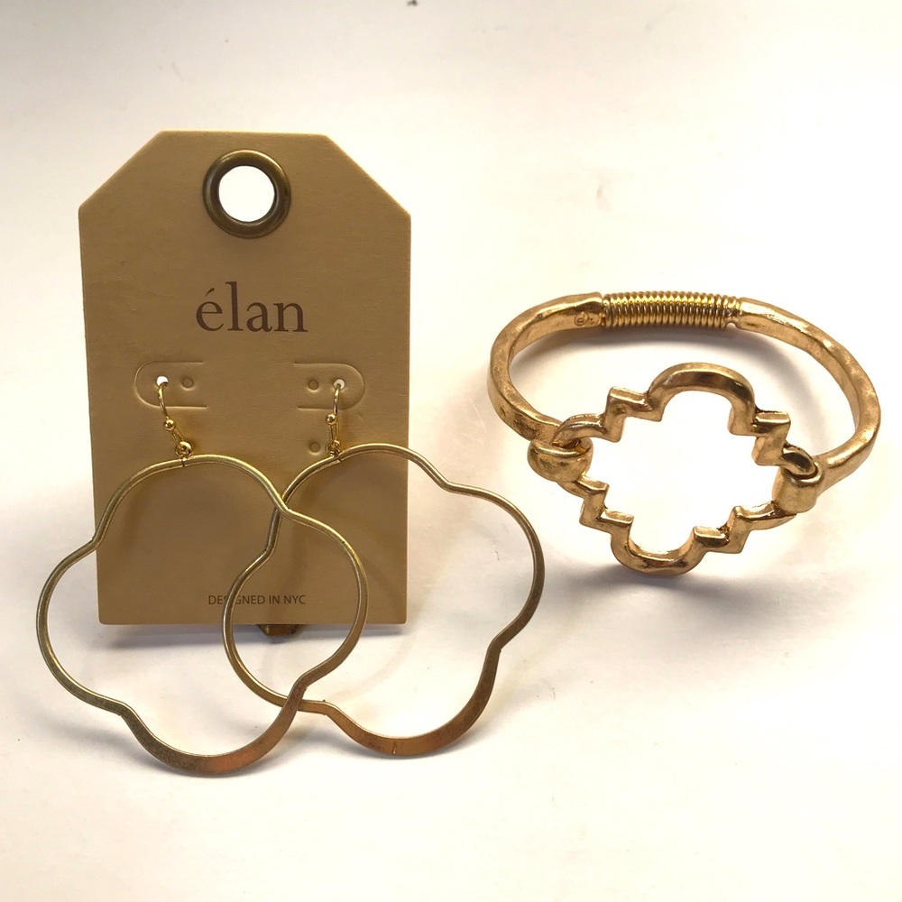 NEW Bracelet and Earring Set by e’lan - Matte Gold